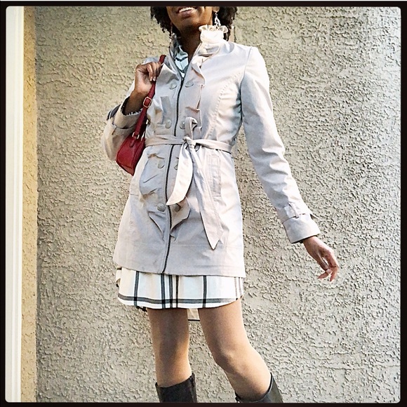 Candie's Jackets & Blazers - ❌DONATED❌ Candie’s | Gray Ruffle Trench Coat